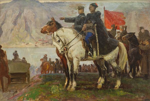 В. И. Чапаев и М. В. Фрунзе в боях за Уфу.
